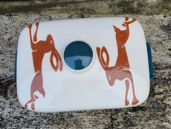 Brown Running Hare Butter Dish - Image 2