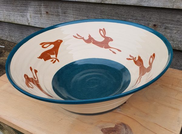 Large Brown Running Hare Bowl - Image 2