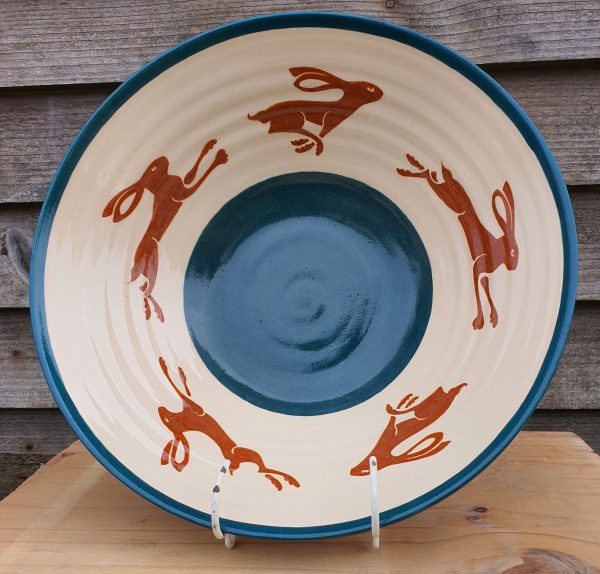 Large Brown Running Hare Bowl